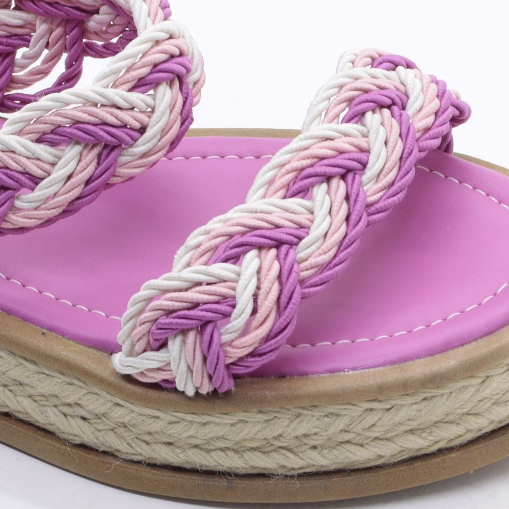 Sandália Via Bella Flatform Corda Feminino Rosa 5