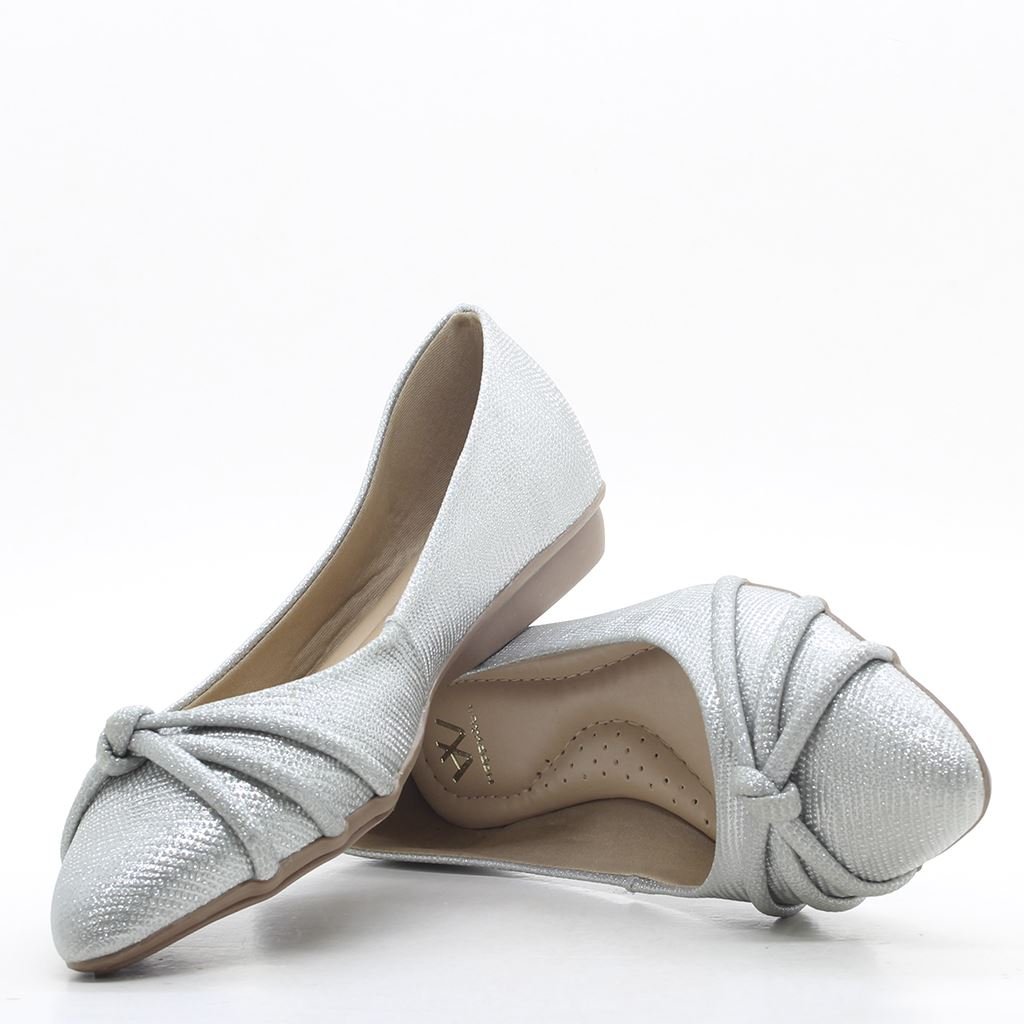 Sapatilha Bico Fino Metalizada Prata 2