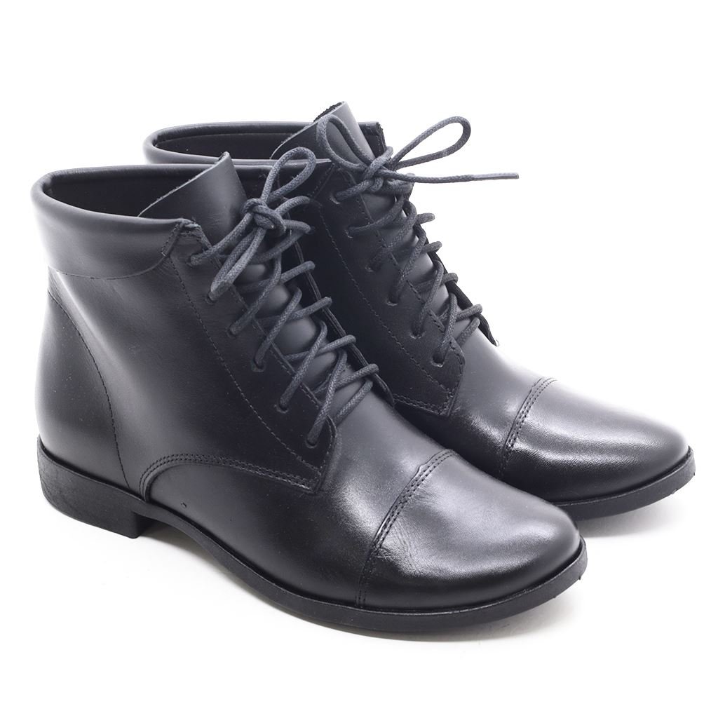 Bota Coturno Cano Baixo Couro Preto 2