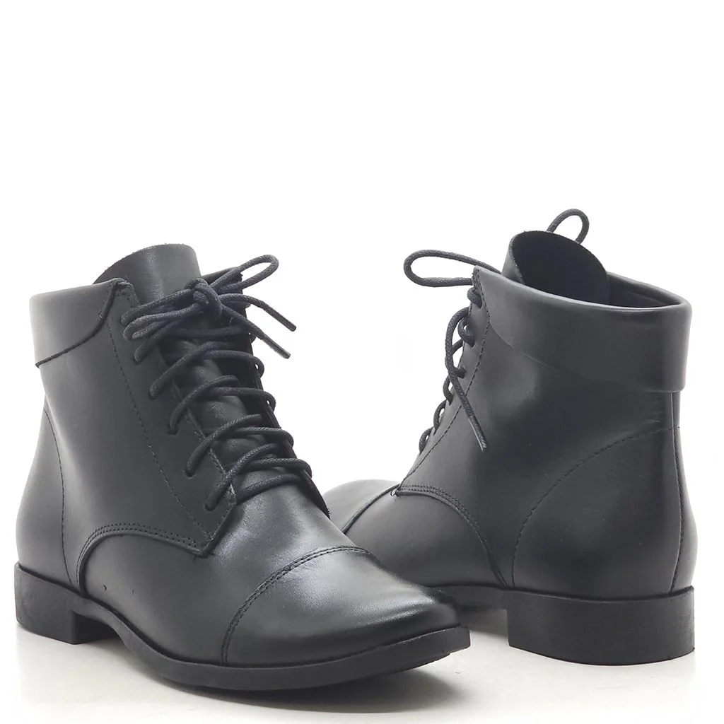 Bota Coturno Cano Baixo Couro Preto 4