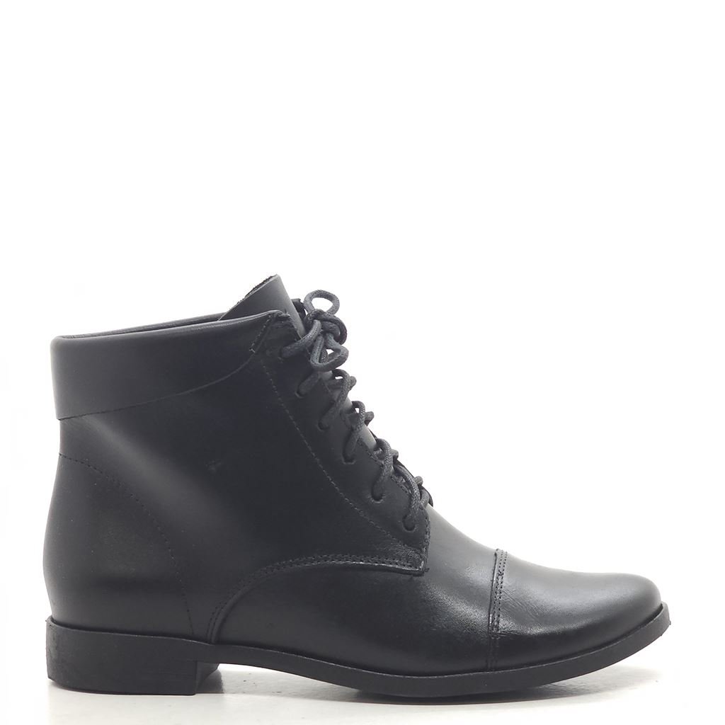 Bota Coturno Cano Baixo Couro Preto 5