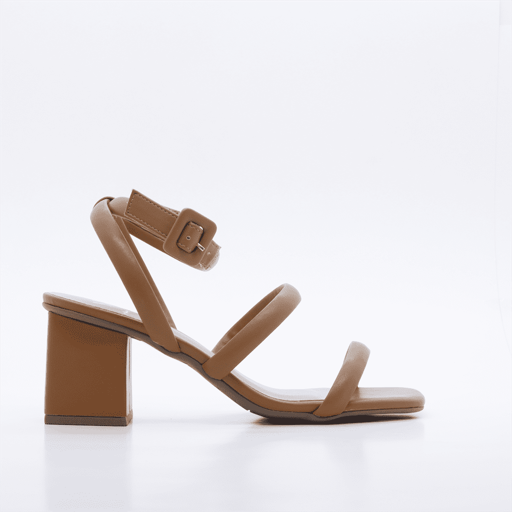 Sandália Salto Bloco Médio Marrom 3