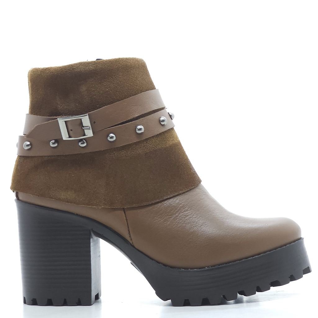 Bota Cano Baixo Fivela Detalhe Marrom 2