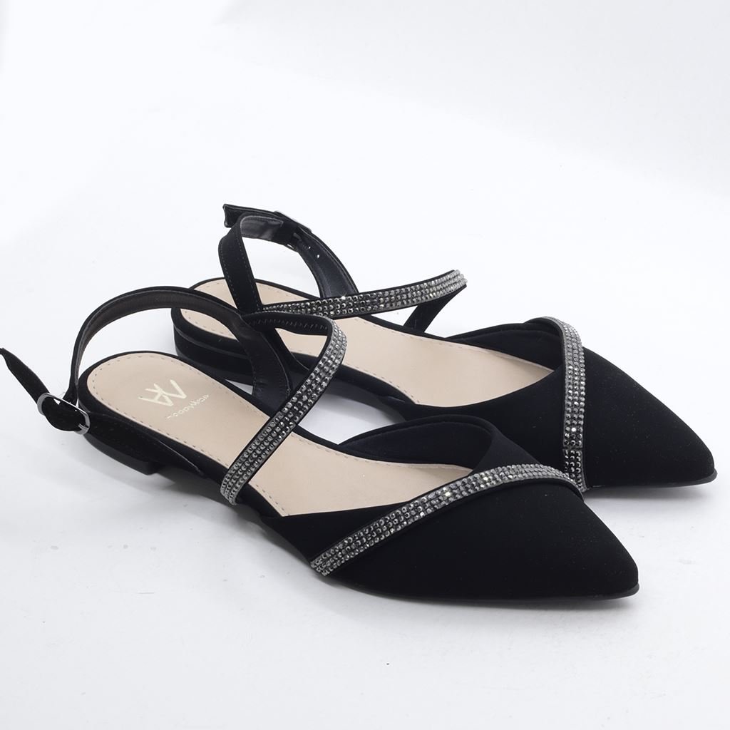 Sapatilha Slingback Brilho Preto 4