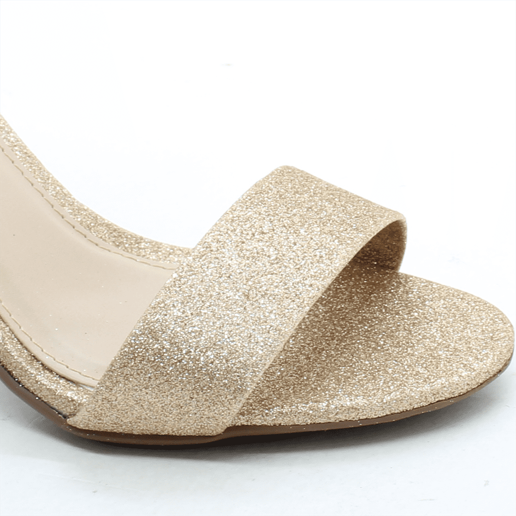 Sandália Salto Bloco Brilho Glitter Prata Velho 7