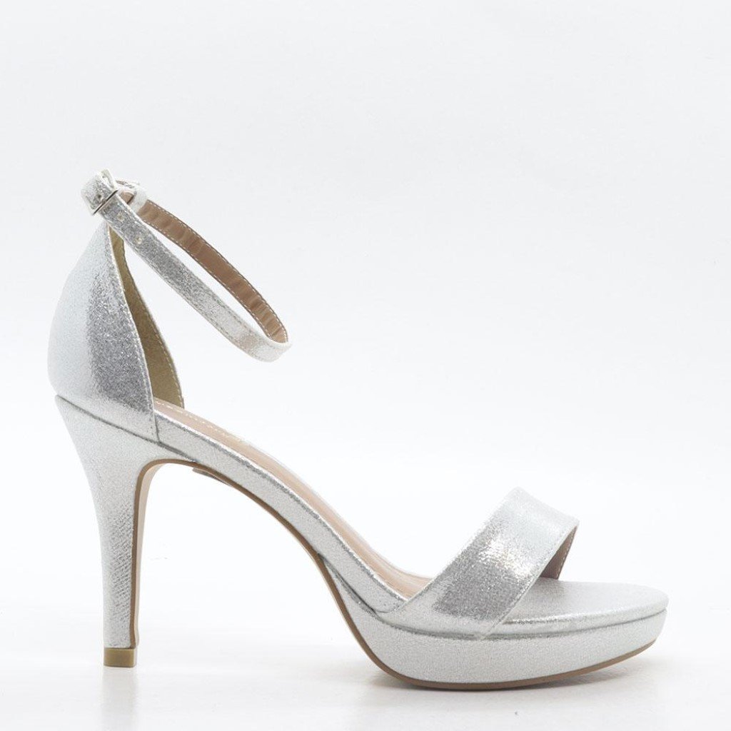 Sandália Salto Fino Glam Suede Cristal Prata 2