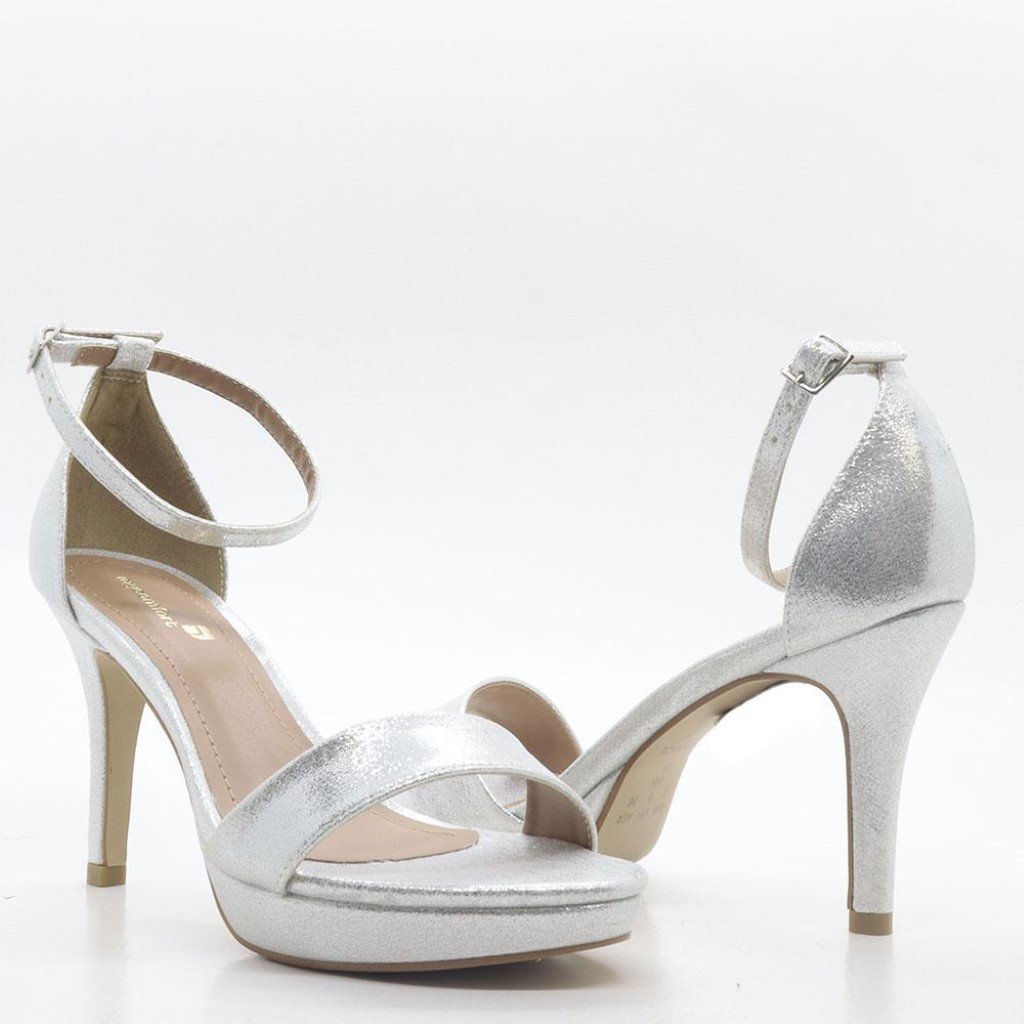 Sandália Salto Fino Glam Suede Cristal Prata 3