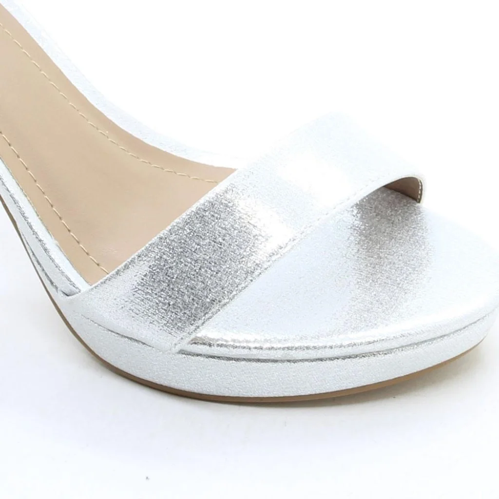 Sandália Salto Fino Glam Suede Cristal Prata 4