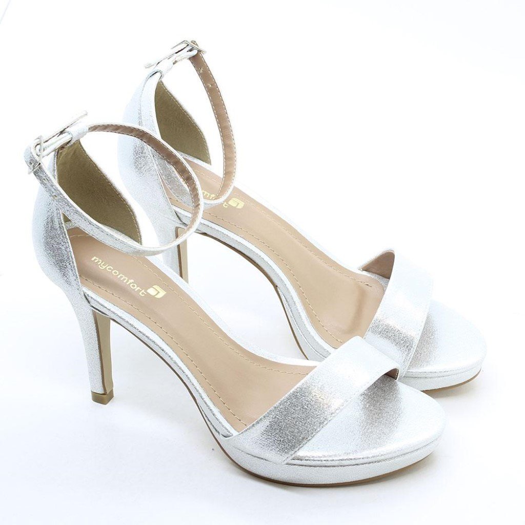 Sandália Salto Fino Glam Suede Cristal Prata 5