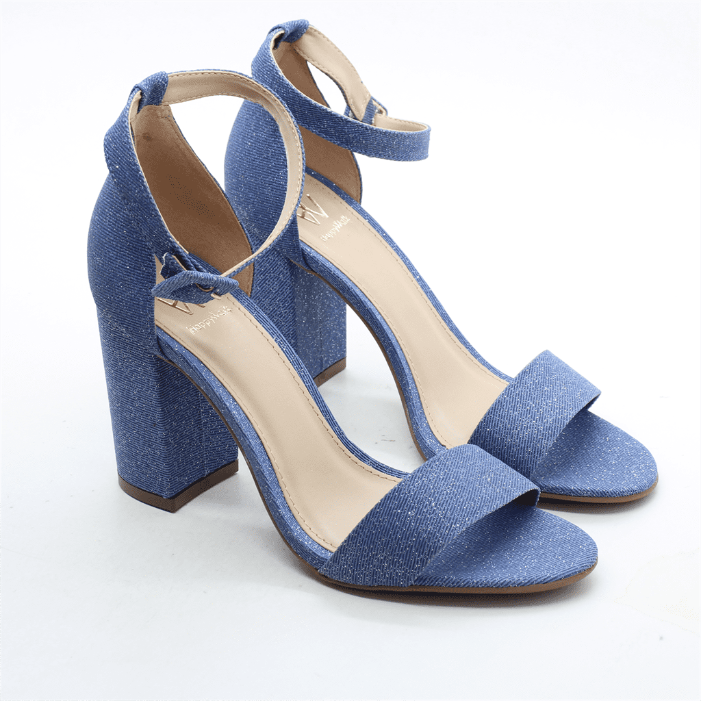 Sandália Salto Bloco Jeans Azul 2