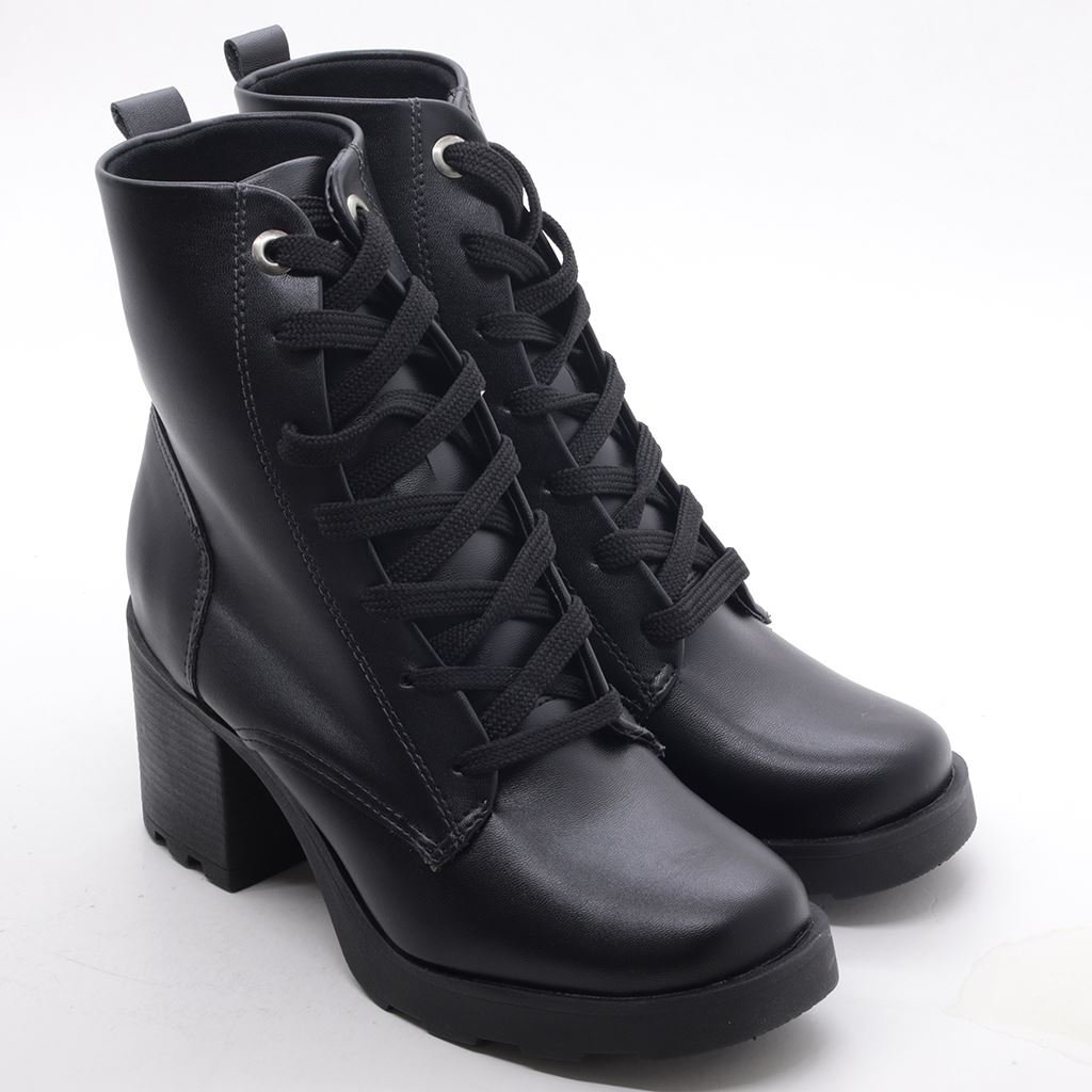 Bota Coturno Salto Bloco Preto 2