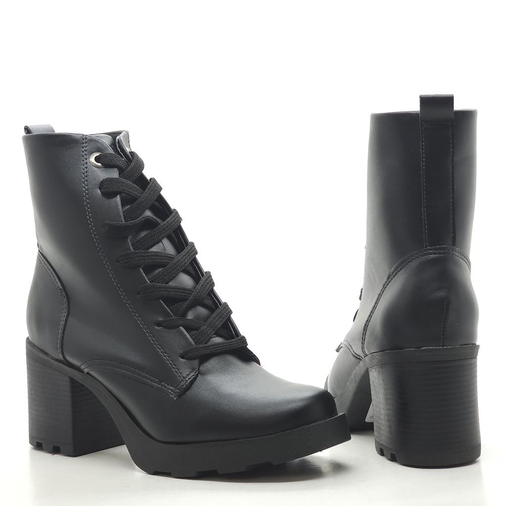 Bota Coturno Salto Bloco Preto 3