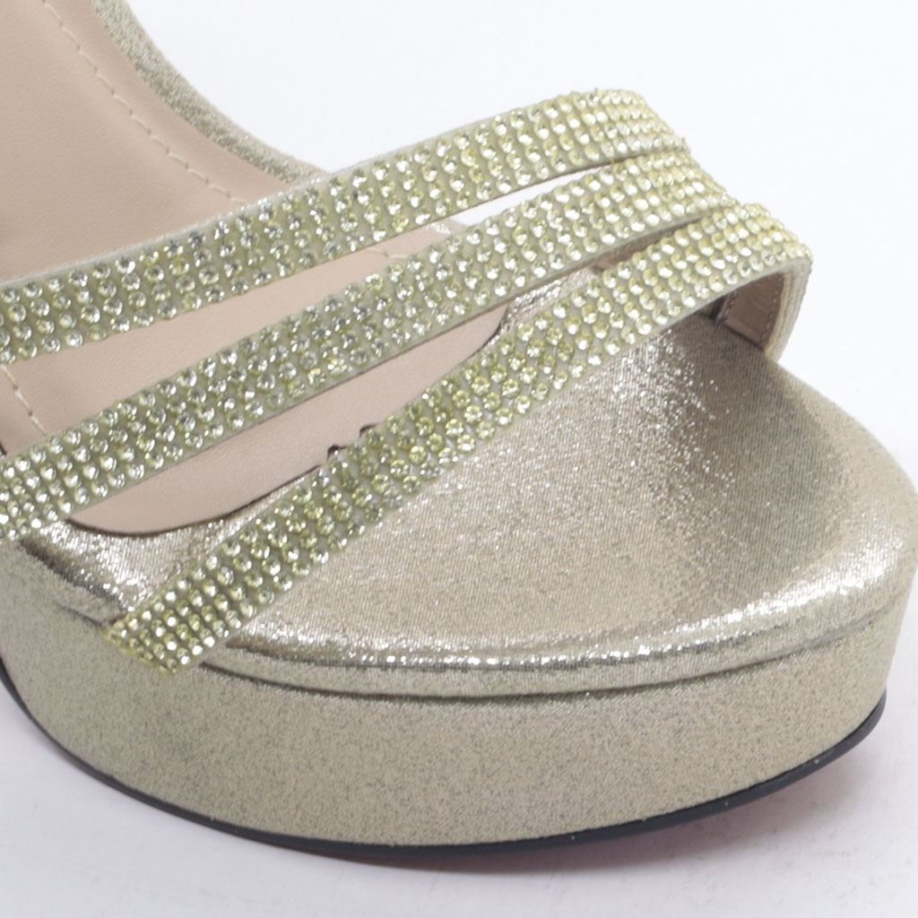 Sandália Salto Bloco Metalizada Ouro light 4