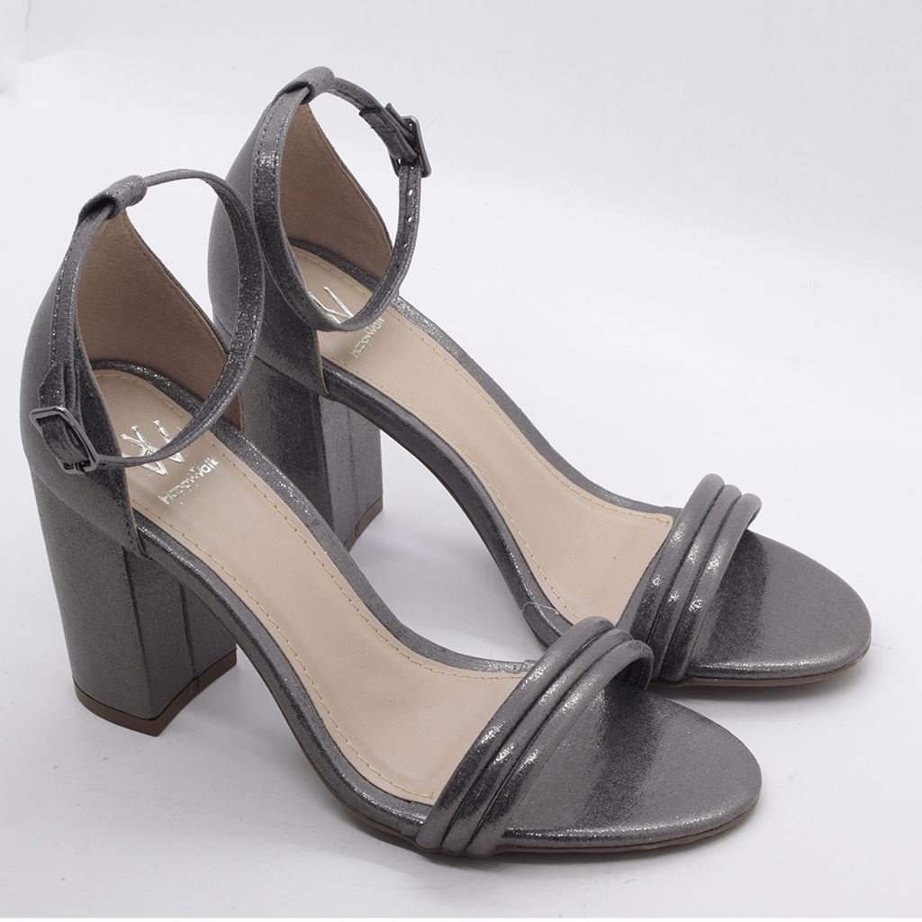 Sandália Salto Bloco Metalizada Prata 4