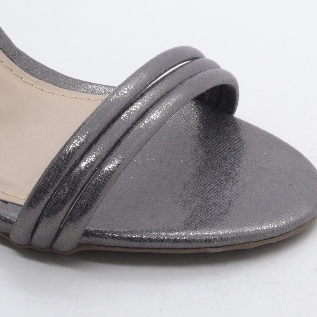 Sandália Salto Bloco Metalizada Prata 5