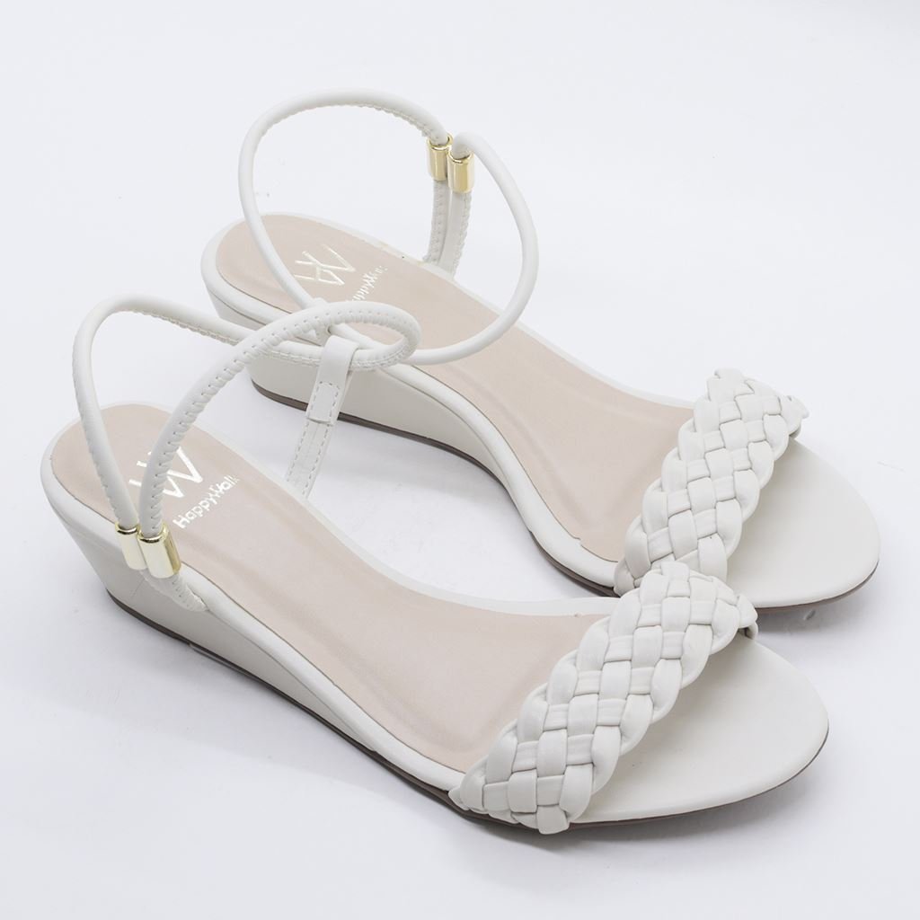 Sandália Anabela Trança Branco 5