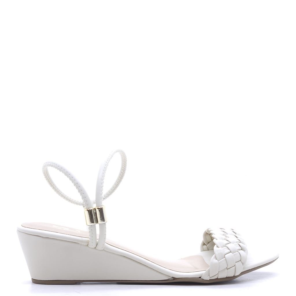 Sandália Anabela Trança Branco 2