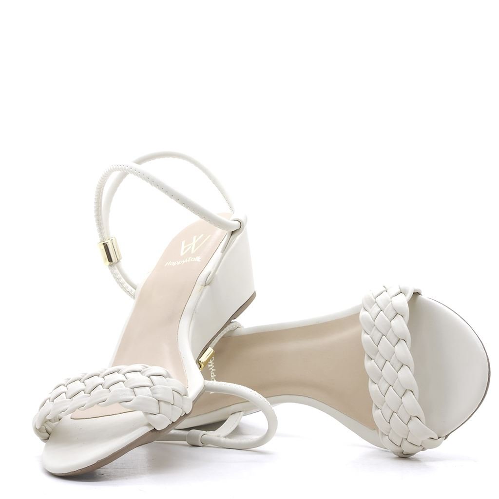 Sandália Anabela Trança Branco 3