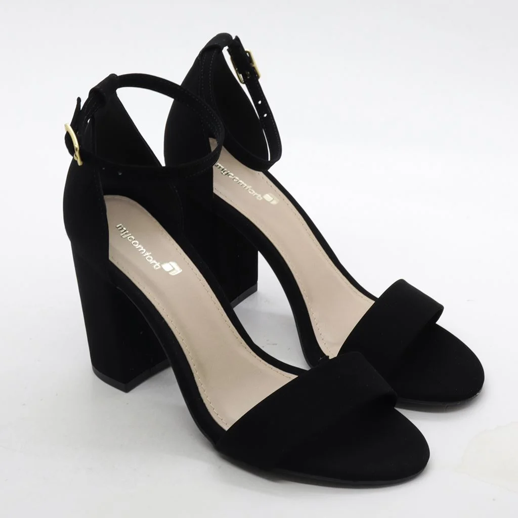 Sandália Salto Bloco Nobuck Preto 4