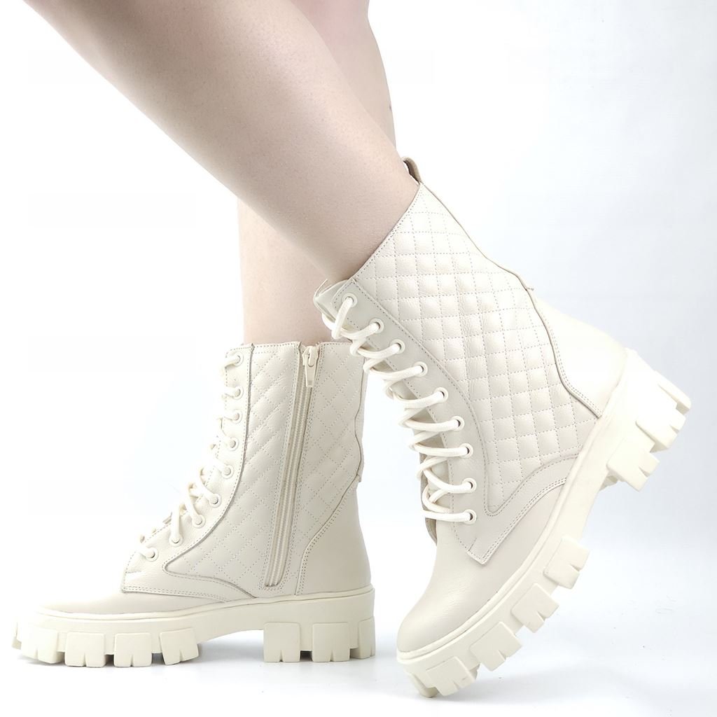 Bota Coturno Matelassê Branco 1