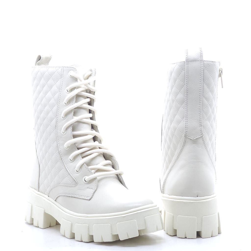 Bota Coturno Matelassê Branco 5
