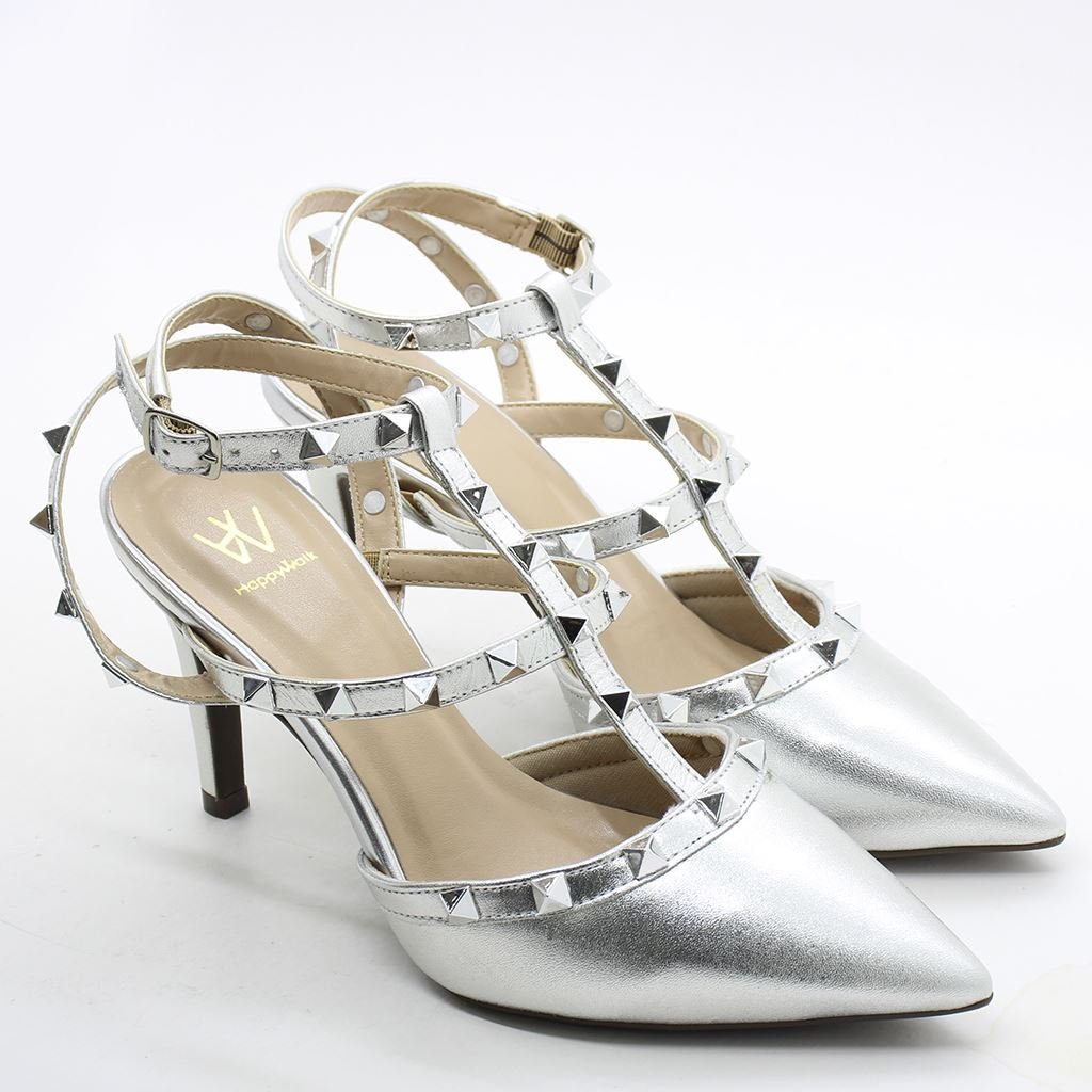 Scarpin Salto Fino Inspired Metais Prata 5