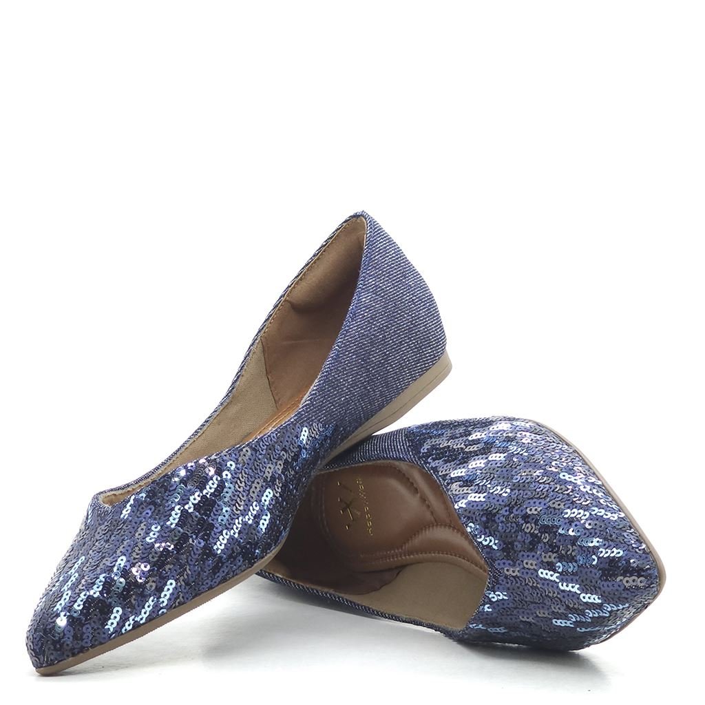 Sapatilha Bico Fino Brilho Azul 3