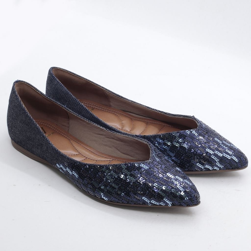 Sapatilha Bico Fino Brilho Azul 5