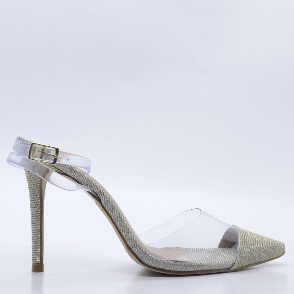 Scarpin Salto Fino Glitter Vinil Dourado 2