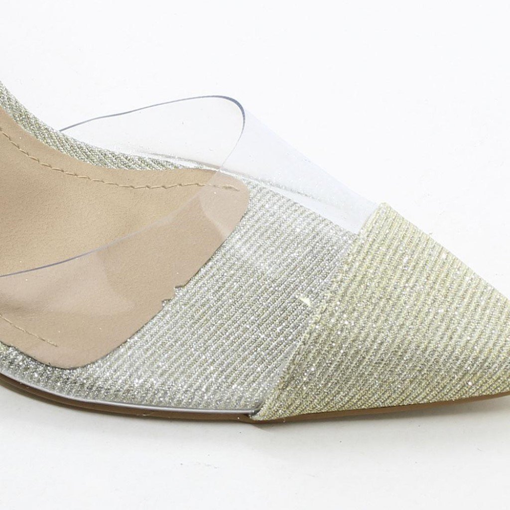 Scarpin Salto Fino Glitter Vinil Dourado 4