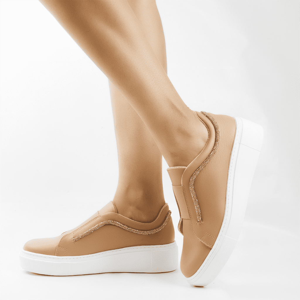 Tênis Flat Sola Alta Bege 1