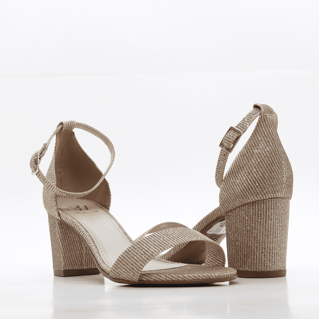 Sandália Salto Bloco Metalizada Dourado 3