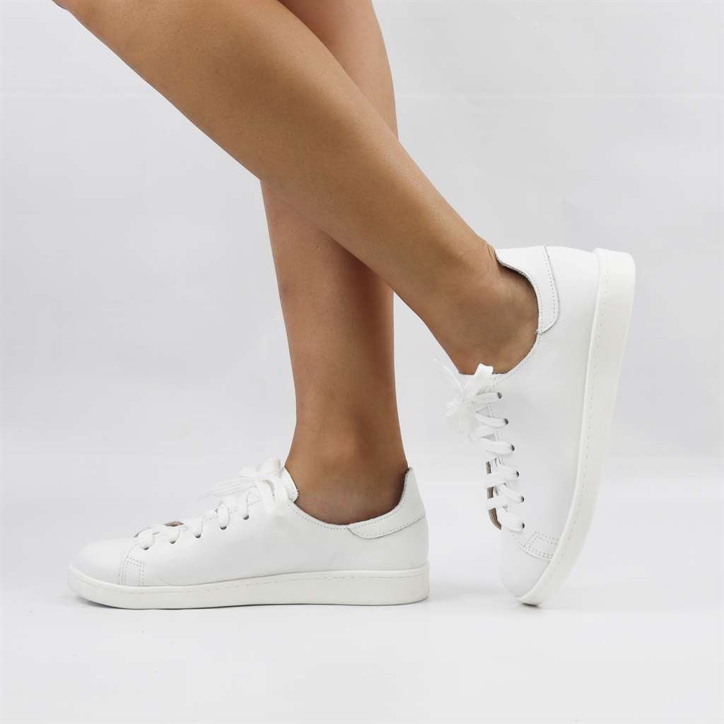 Tênis Flat Couro Slim Couro Branco 2