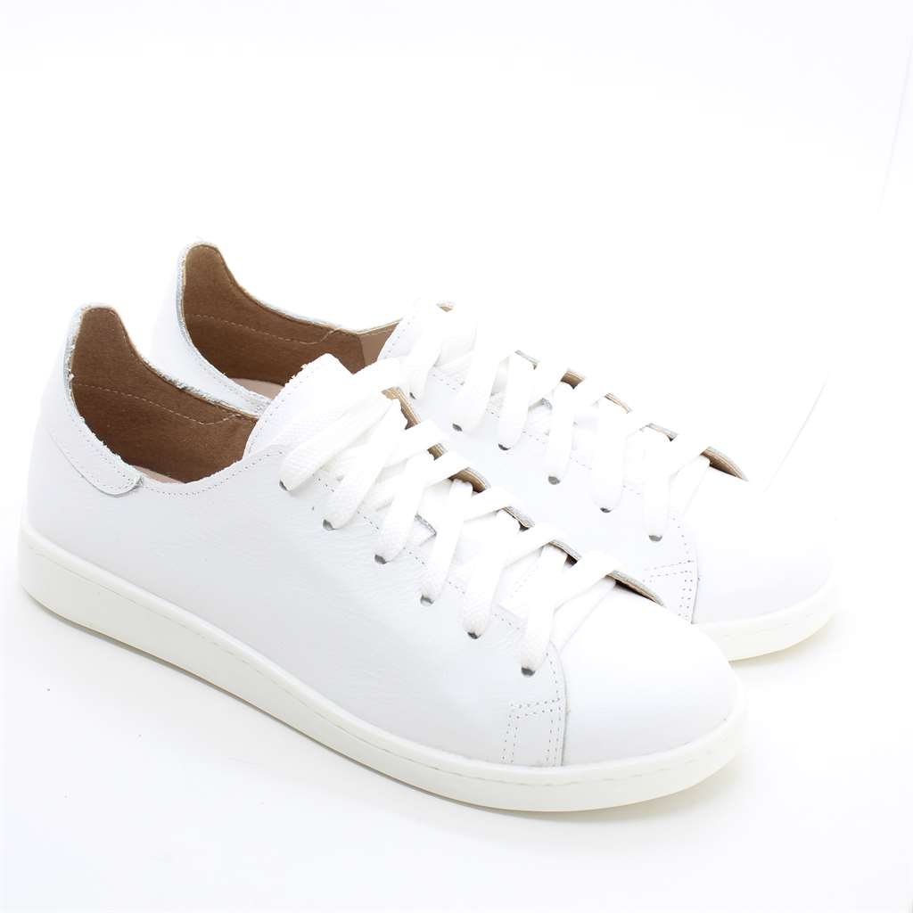 Tênis Flat Couro Slim Couro Branco 3