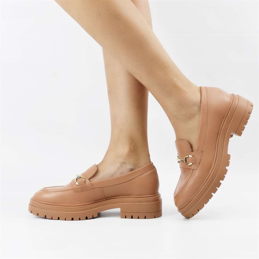 Mocassim Salto Bloco Couro