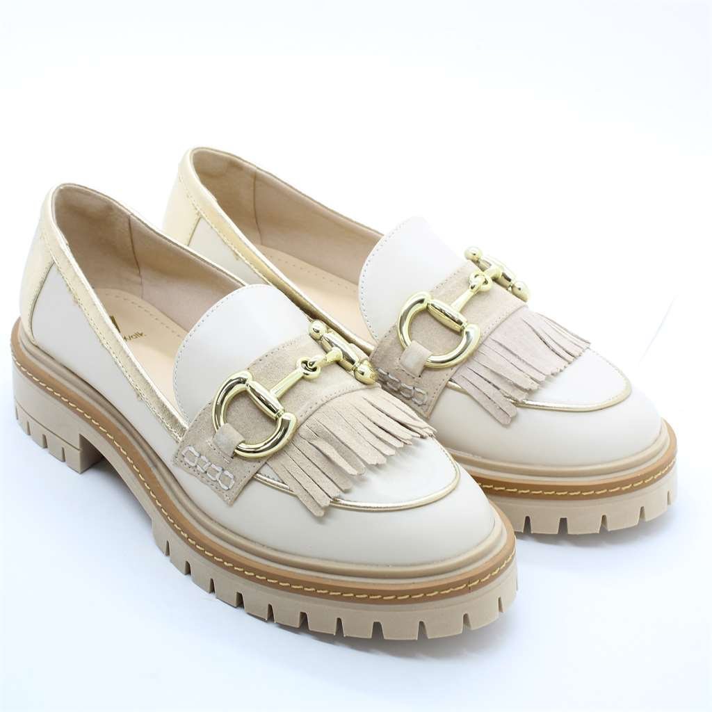 Mocassim Salto Bloco Enfeite Dourado 2