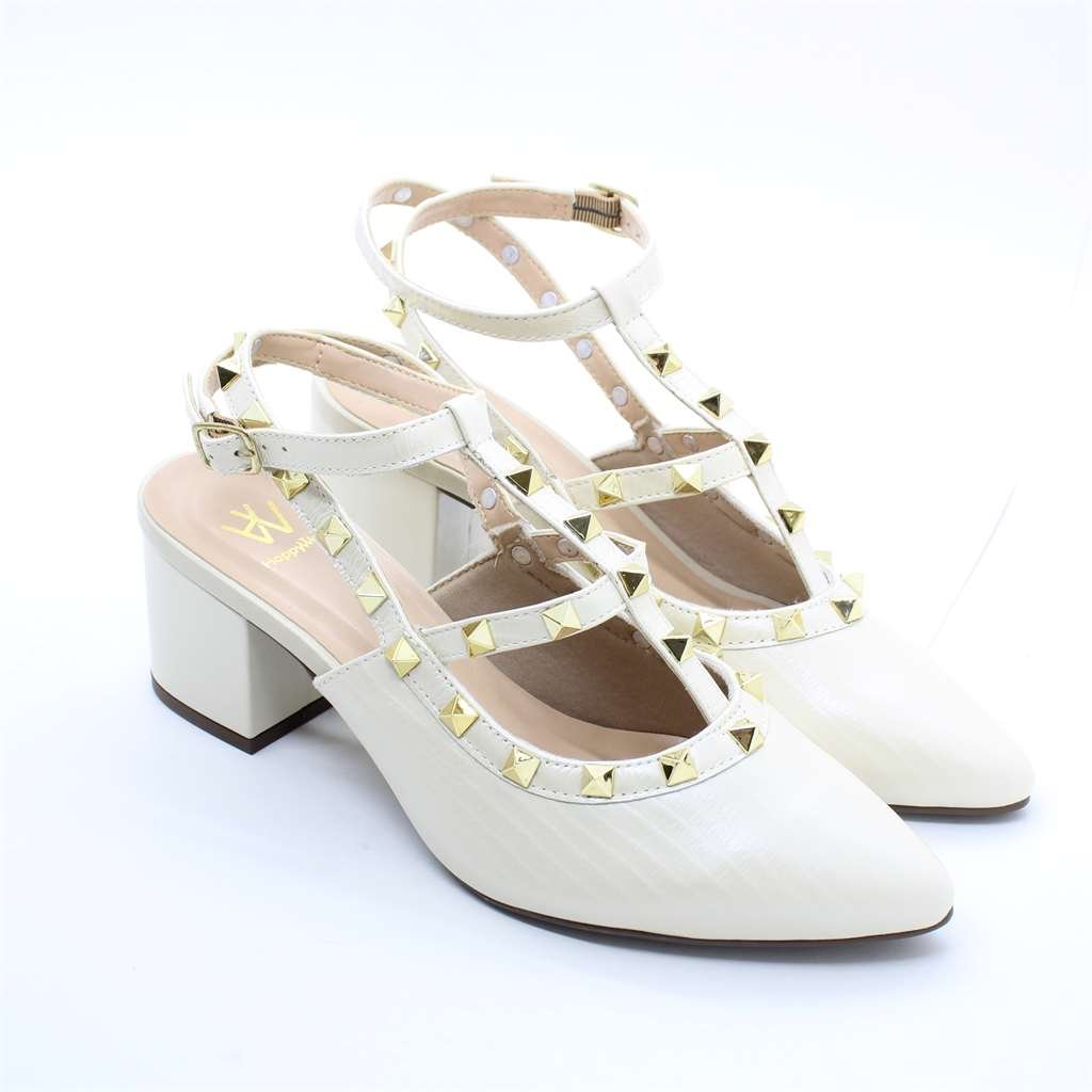 Scarpin Salto Bloco Slingback Branco 2