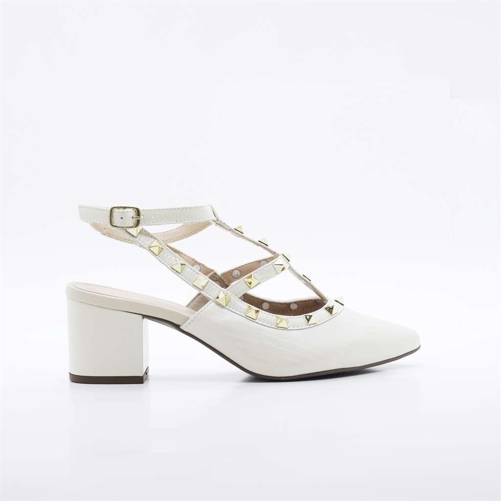 Scarpin Salto Bloco Slingback Branco 5