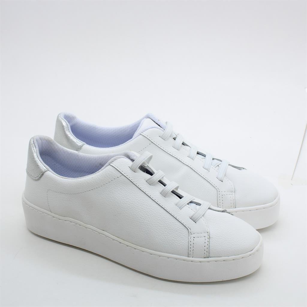 Tênis Flat Amarração Couro Branco 4