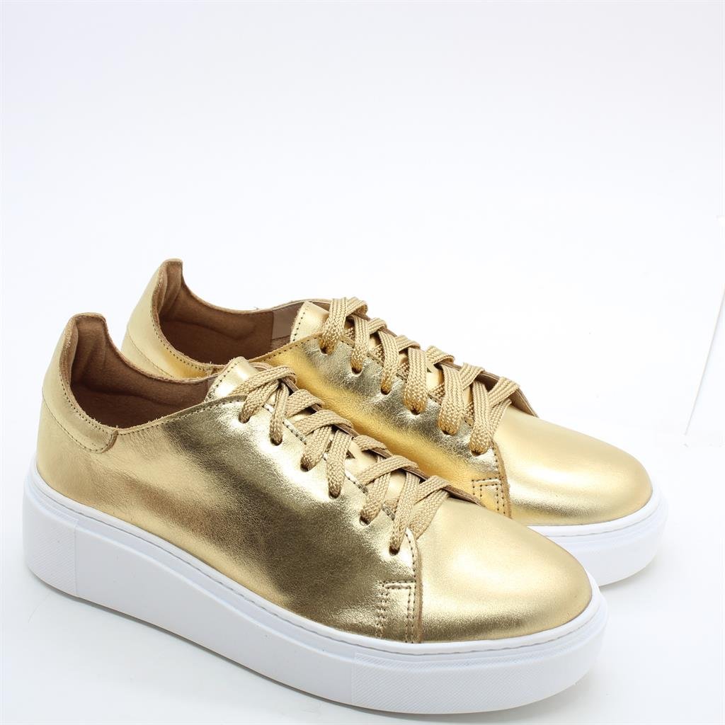 Tênis Flat Sola Alta Dourado 4
