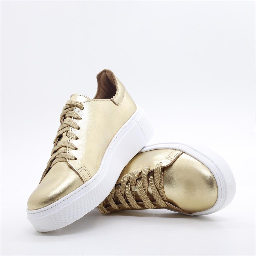 Tênis Flat Sola Alta Dourado 5