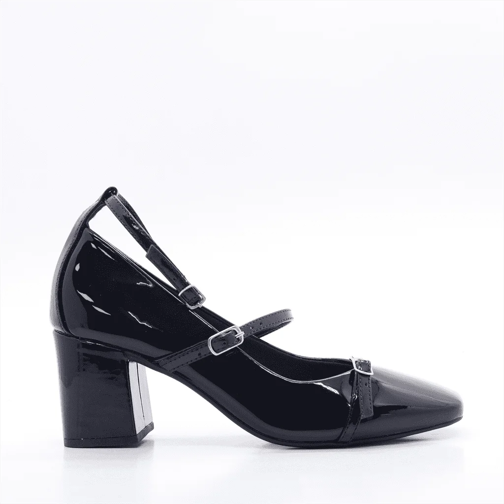 Scarpin Boneca Fivela Preto 2