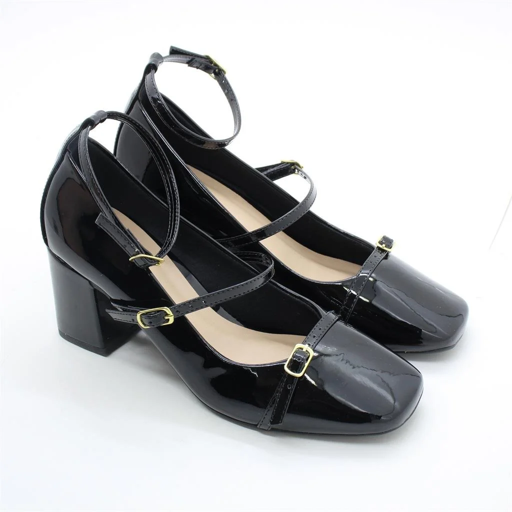 Scarpin Boneca Fivela Preto 5