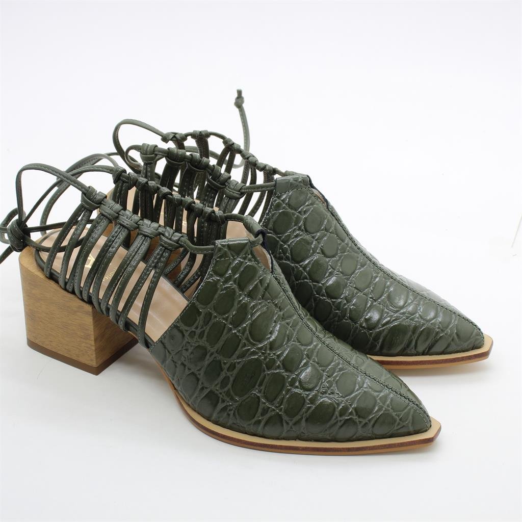 Scarpin Salto Bloco Detalhe Verde 3