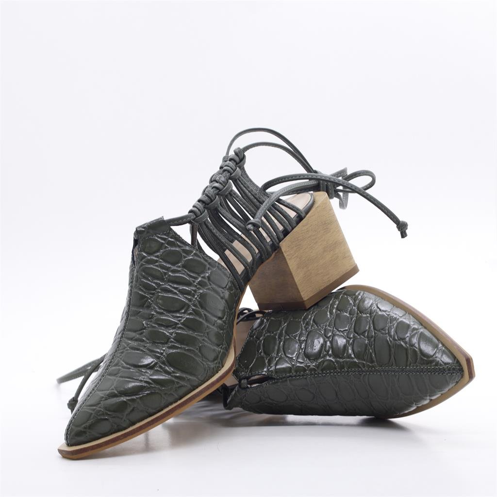 Scarpin Salto Bloco Detalhe Verde 4