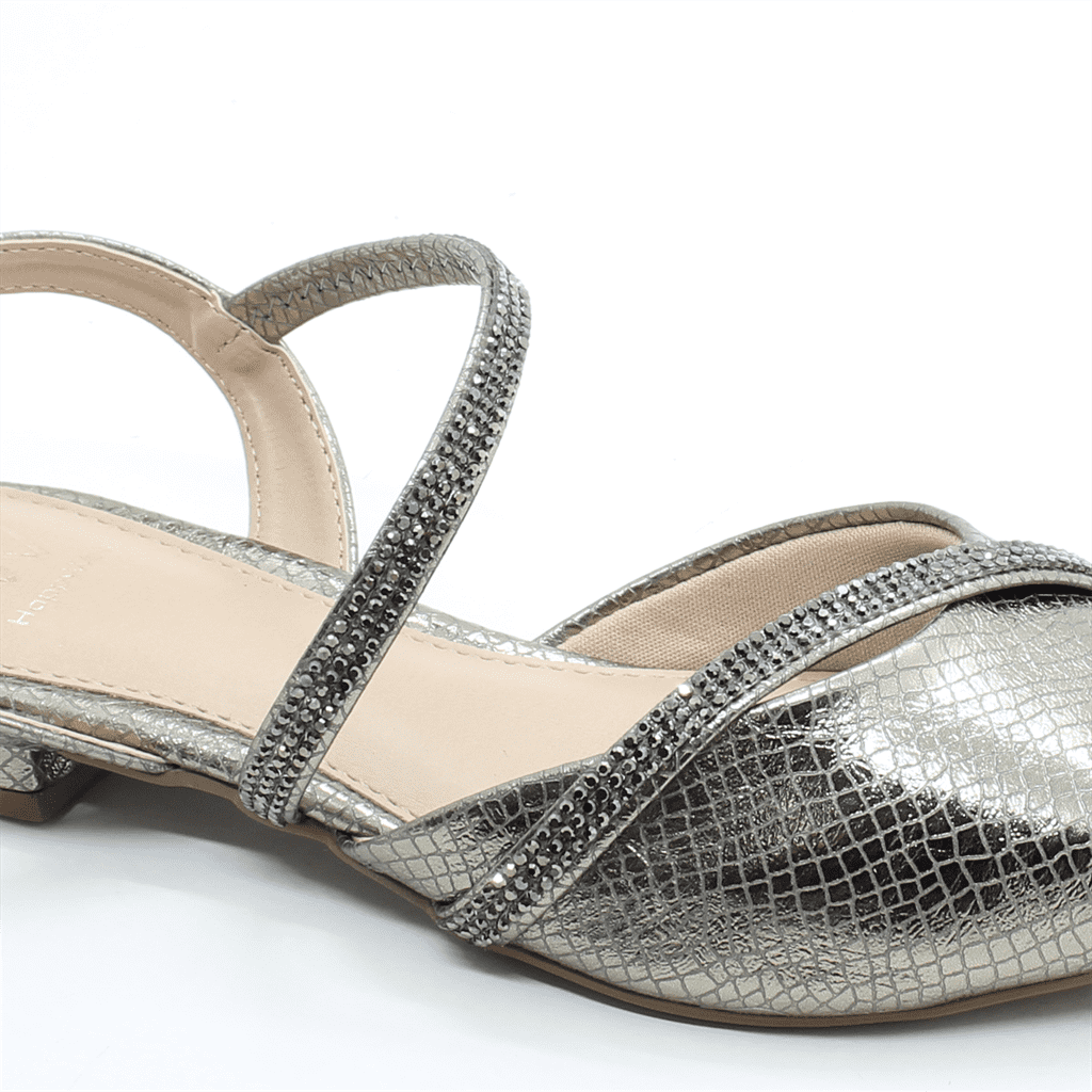 Sapatilha Slingback Brilho Prata 2