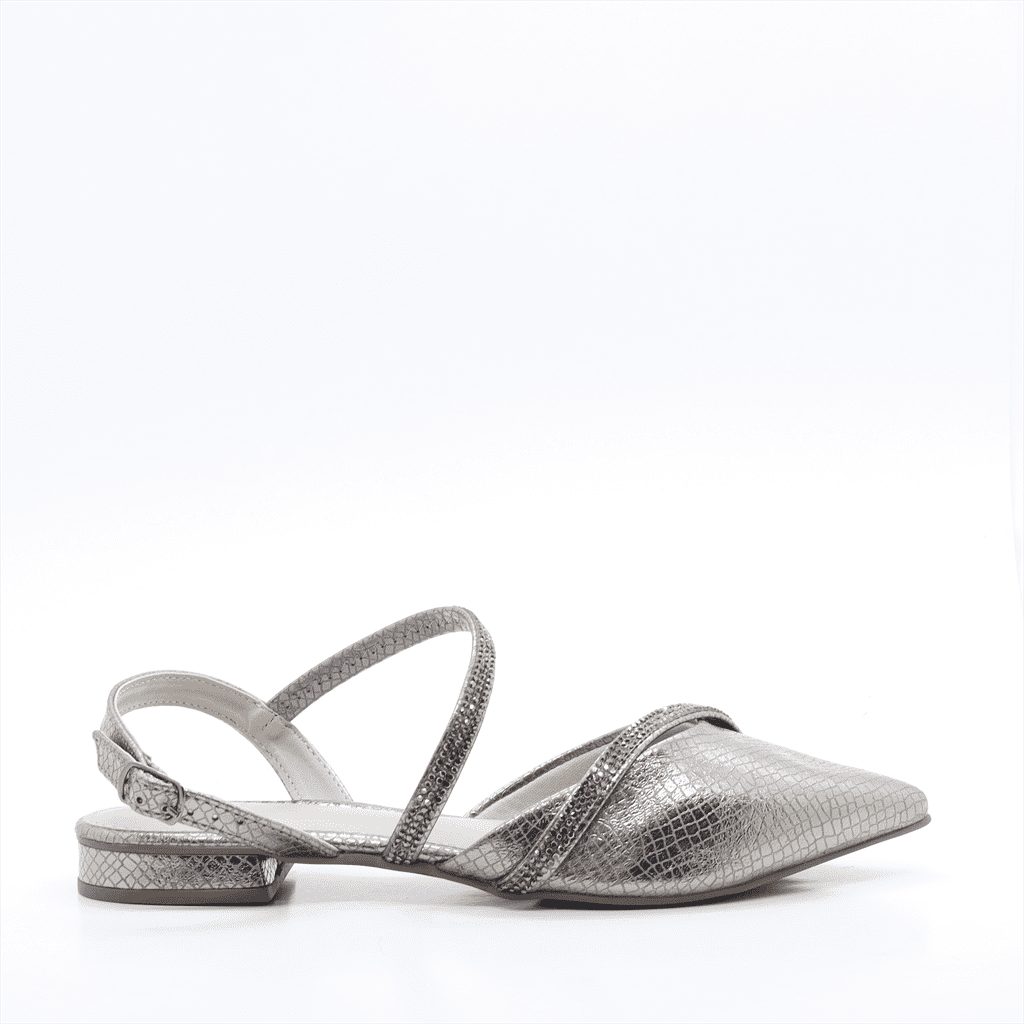 Sapatilha Slingback Brilho Prata 3