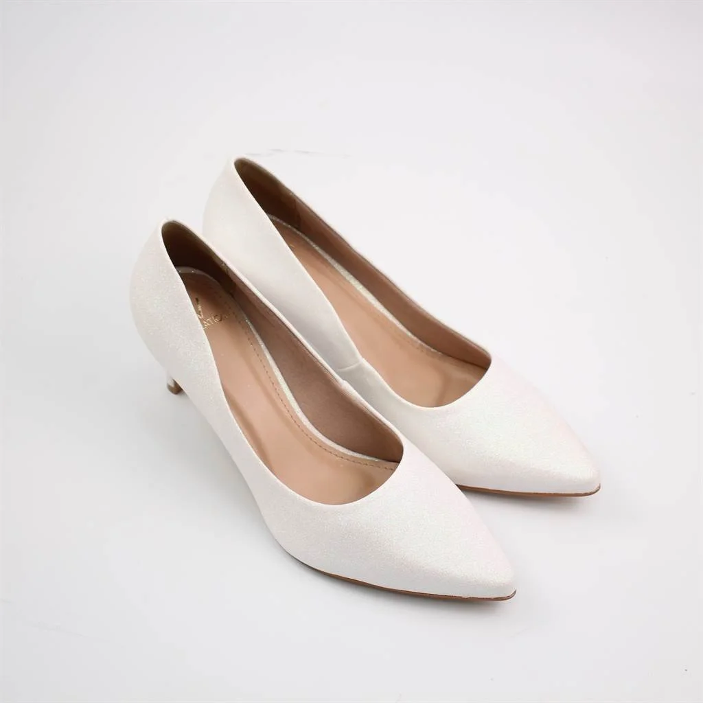 Scarpin Salto Bloco Glitter Branco 2