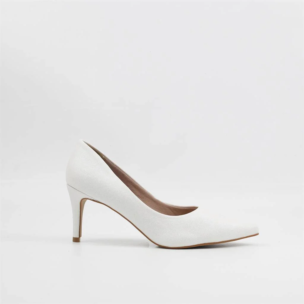 Scarpin Salto Bloco Glitter Branco 4
