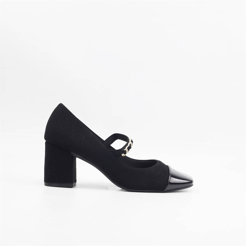 Scarpin Salto Bloco Fivela Preto 5